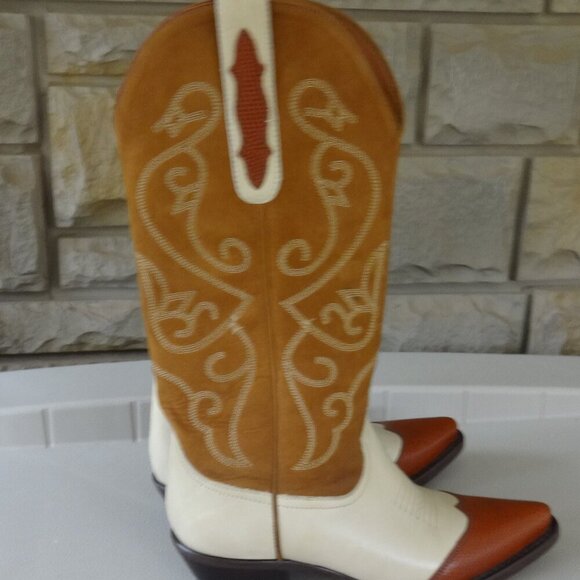 Nine West Western boots women's size 5.5M, 3 tone leather, pointed toe, quality - Picture 13 of 15